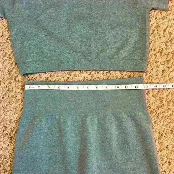 OYS Yoga 2 Piece Workout Sports Set Crop Top High Waist Leggings Green Size L - Picture 5 of 16